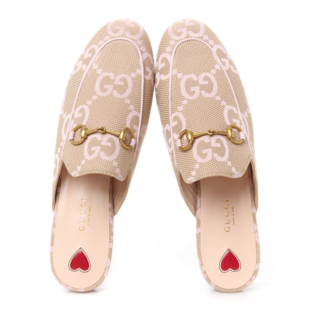Gucci Princeton Women's Beige and Pink Mules